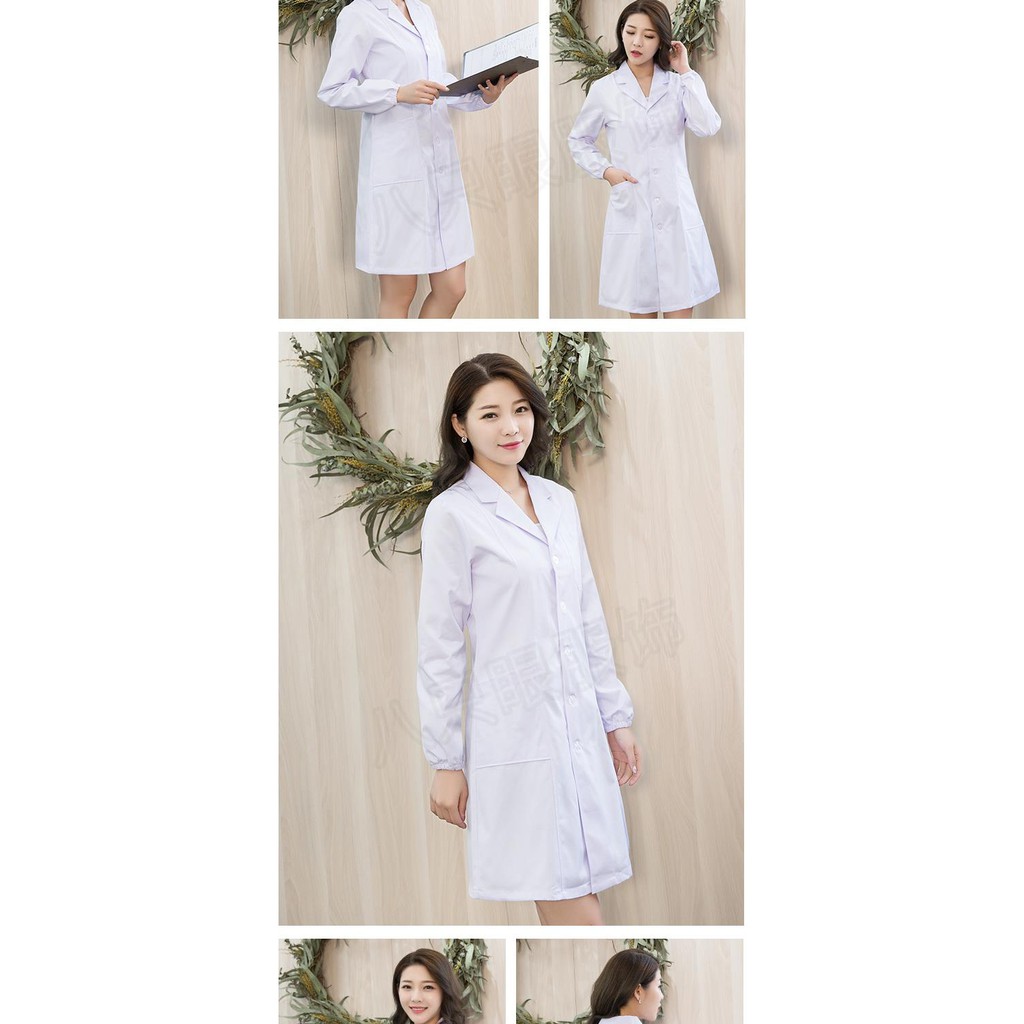 Good White Gown Long Sleeve Doctor Clothing Women Elastic Cuff