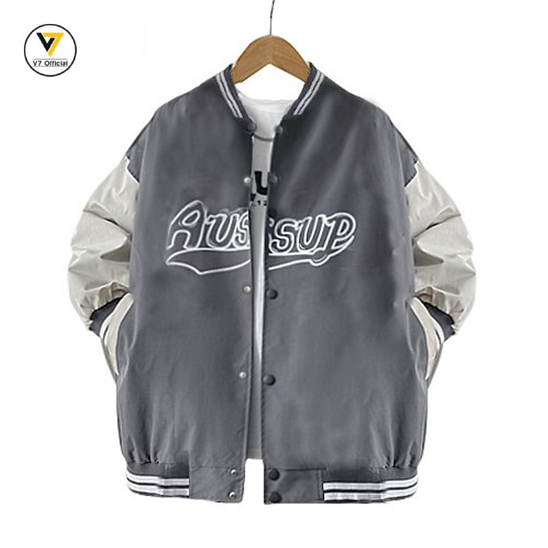 Áo Khoác Bomber Kiểu Nam Nữ In Chữ AUSSUP Thời Trang Unisex- V7 official (VBB mới)