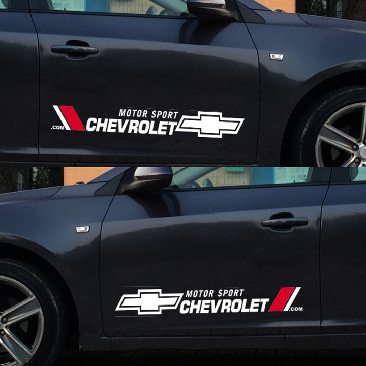Bộ 2 tem dán cửa xe ô tô Chev