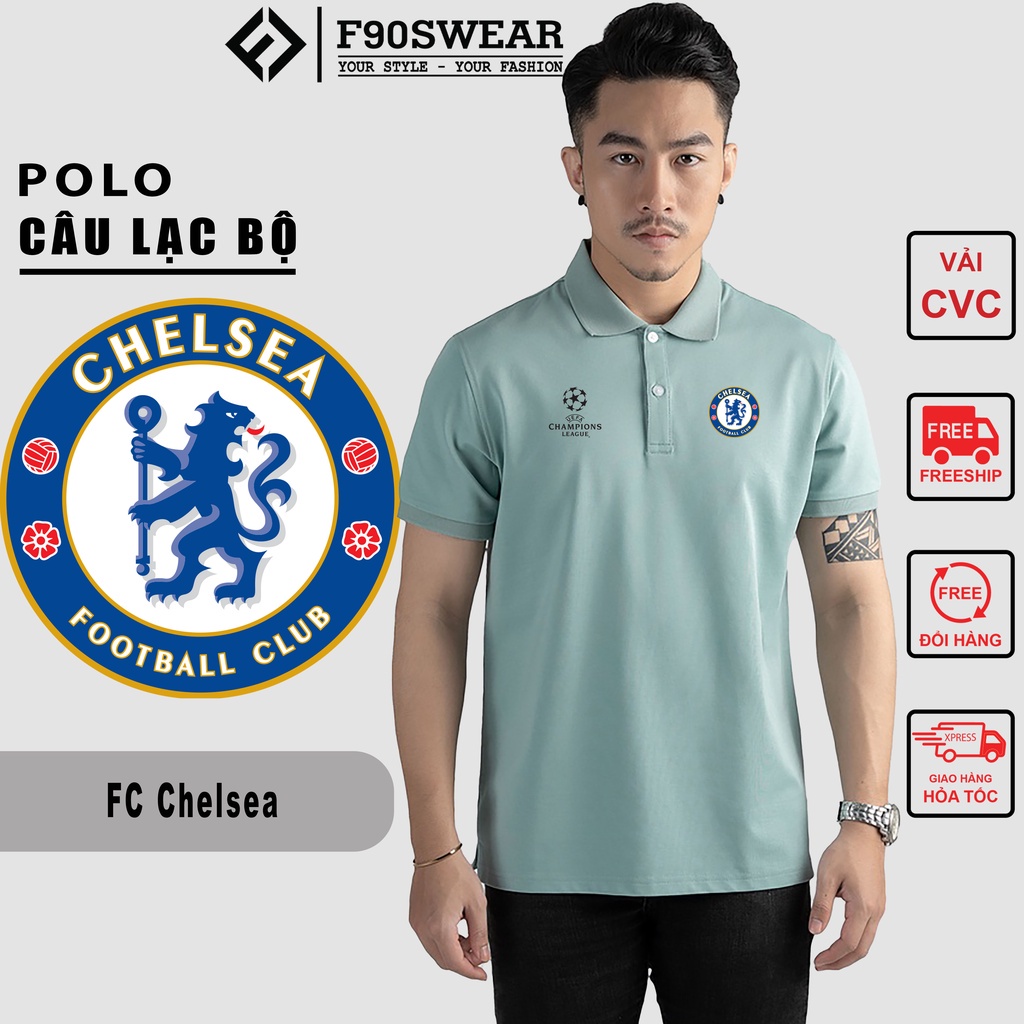 Áo thun Polo nam, Áo Polo nam ngắn tay, cổ bẻ vải cá sấu CVC cao cấp in logo CHELSEA