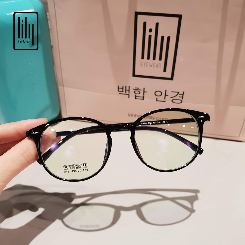 Gọng kính nữ LILYEYEWEAR chất liệu nhựa dẻo Hàn chắc chắn mắt tròn kiểu dáng thời thượng nhiều màu sắc 215