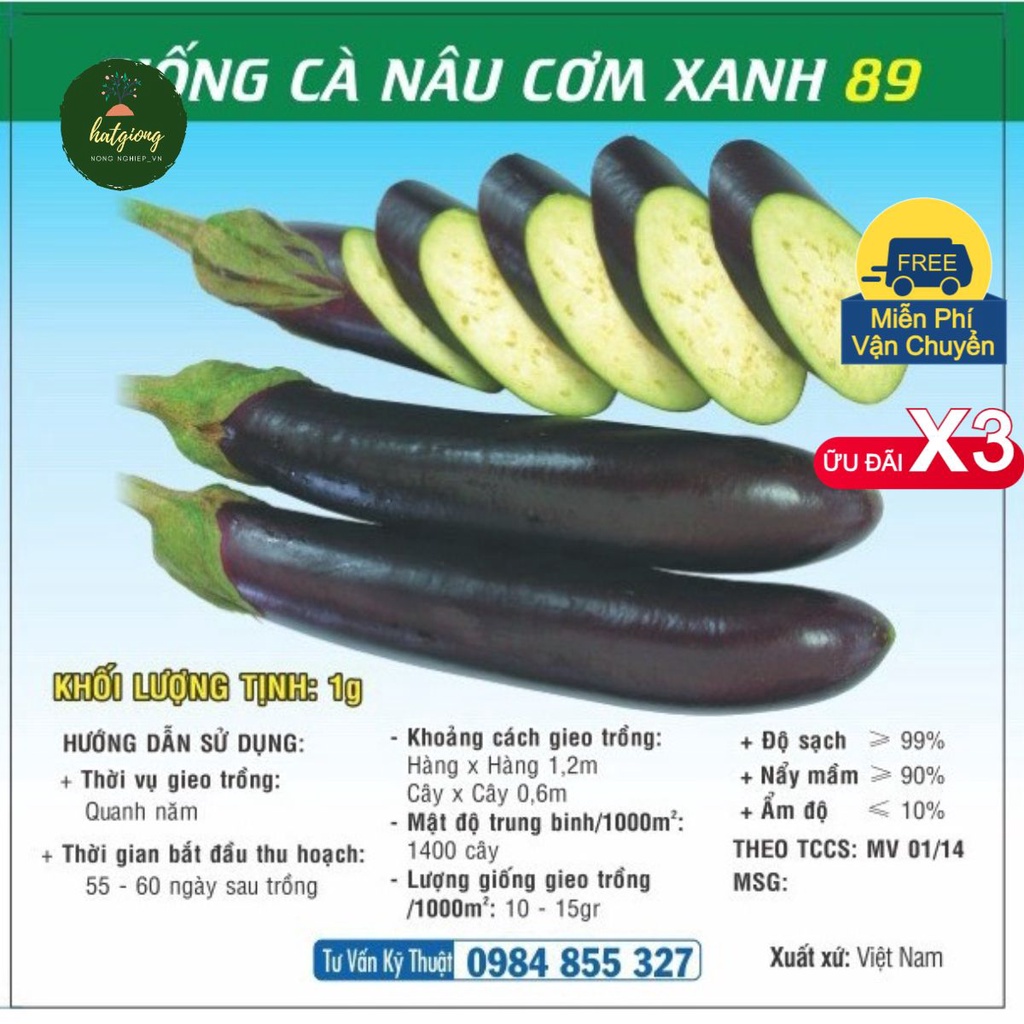 Hạt giống Cà Nâu Cơm Xanh 89