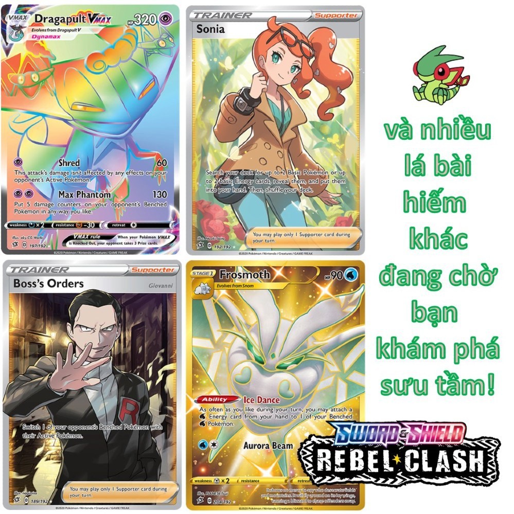 [Siêu rẻ] 01 pack bài Pokemon Rebel Clash SS2 TCG Chính Hãng Mới 100% - Túi Thẻ Bài Pokemon (Art Ngẫu Nhiên)
