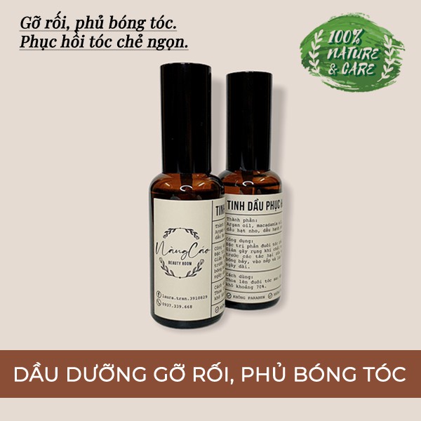 Dầu dưỡng tóc khô xơ, chẻ ngọn - Hair Serum Oil - Gỡ rối, dưỡng tóc bóng mượt, giữ nếp - 100% organic