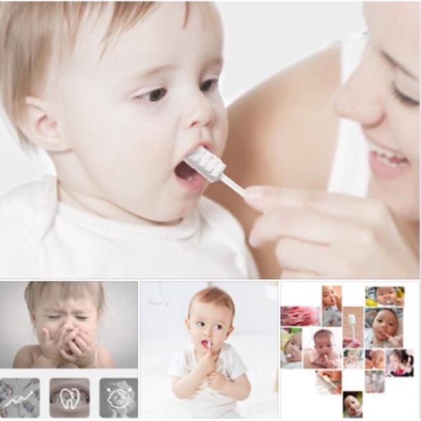 [ Hộp 30 que ] Gạc rơ lưỡi V-cool vệ sinh răng miệng cho bé