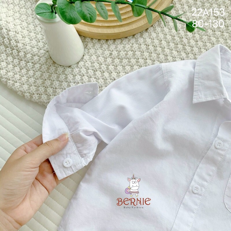 Áo sơ mi trắng dài tay cho bé trai Bernie kèm ca-vat cực bảnh kiểu dáng basic