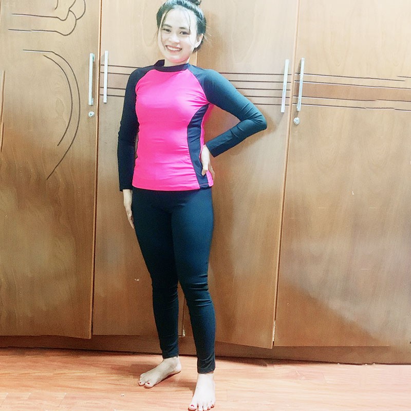 Đồ bơi nữ kín đáo quần dài tay dài dành cho học sinh thun lạnh DBN011 | BigBuy360 - bigbuy360.vn