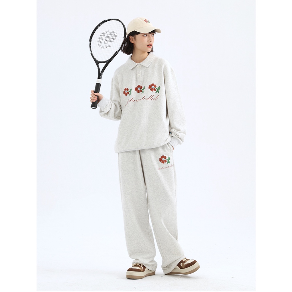 Áo thun polo Unisex Nam Nữ FLOWER tay dài oversize form rộng cotton mềm mịn không xù co giãn Hàn Quốc