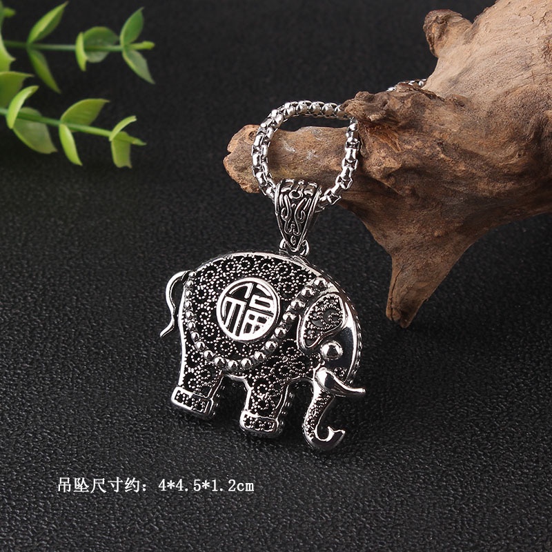 Vòng cổ nam nữ unisex dây chuyền Kuu Clothes màu bạc Titan đẹp phụ kiện thời trang - Vòng cổ Elephant Chain