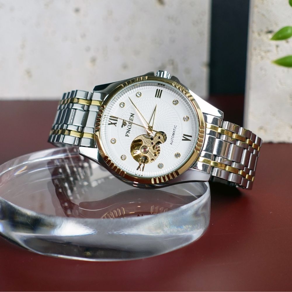 Đồng Hồ Nam Cơ Automatic FNGEEN Đồng Hồ Cơ Nam Cơ Lộ Tim Cơ Size 40mm Chống Nước Bảo Hành 24 Tháng - Mã 6801