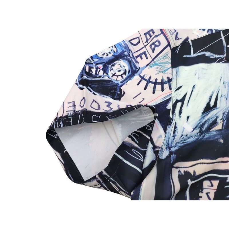 Áo Sơ Mi Unisex Dáng Rộng Tay Ngắn In Hình WACKO MARIA Graffiti Plus Size S-XL