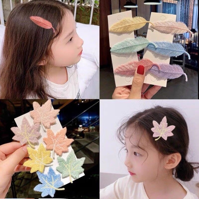 KẸP TÓC THÊU LÁ PHONG VÀ CHIẾC LÁ