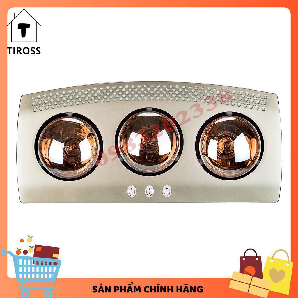 [Tiross123] Đèn sưởi nhà tắm 3 bóng Tiross TS9292, công suất 825W, Sp chính hãng, bảo hành 12 tháng