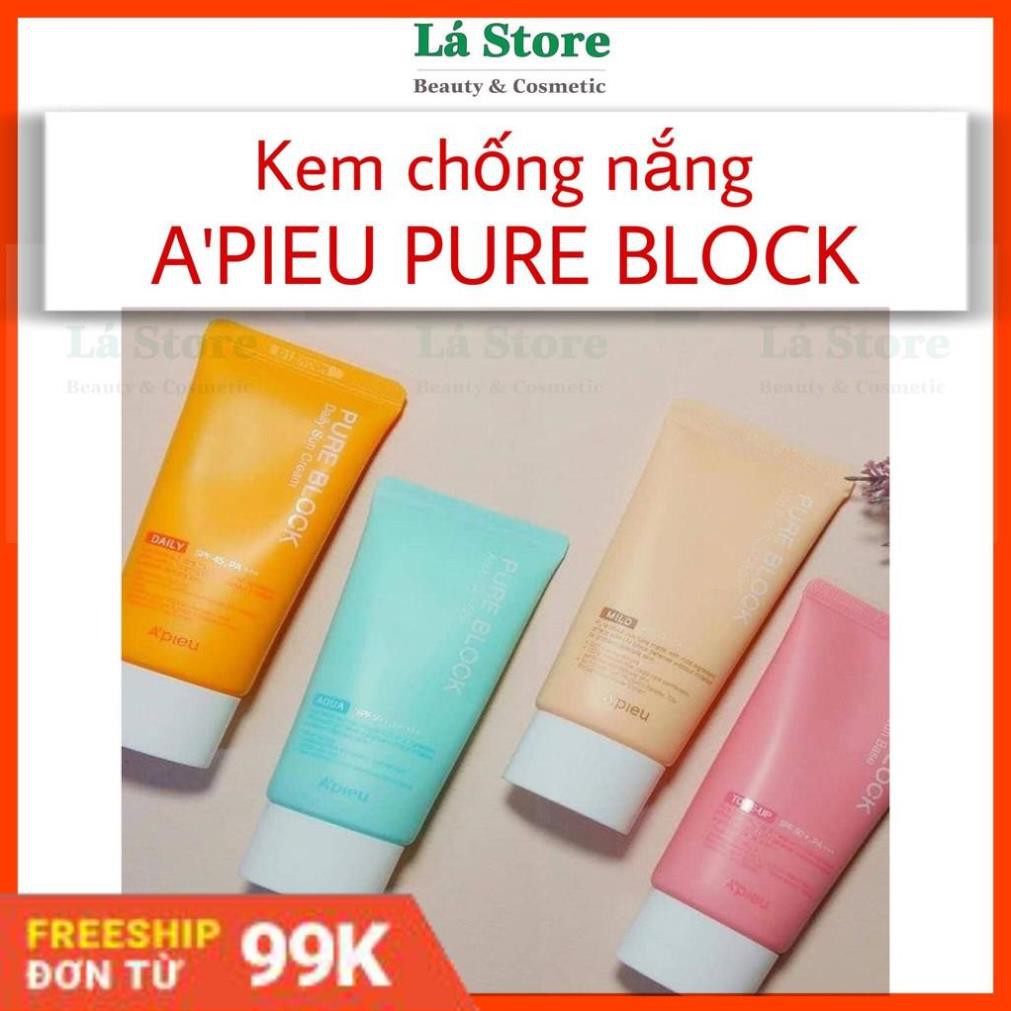 CHÍNH HÃNG -  HÀNG CHÍNH HÃNG - Kem chống nắng A'pieu Pure Block Natural Sun Cream 50ml (mẫu mới)