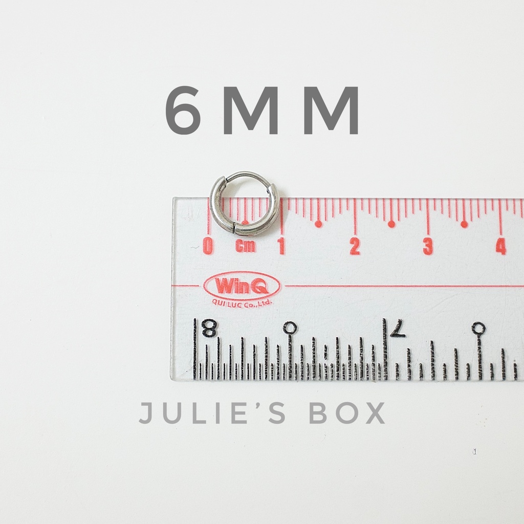 Khuyên Tai Tròn Hoop Nhiều Size Dày 1.6MM  Unisex Titanium Julies Box 66 Bông Tai Titan Nam