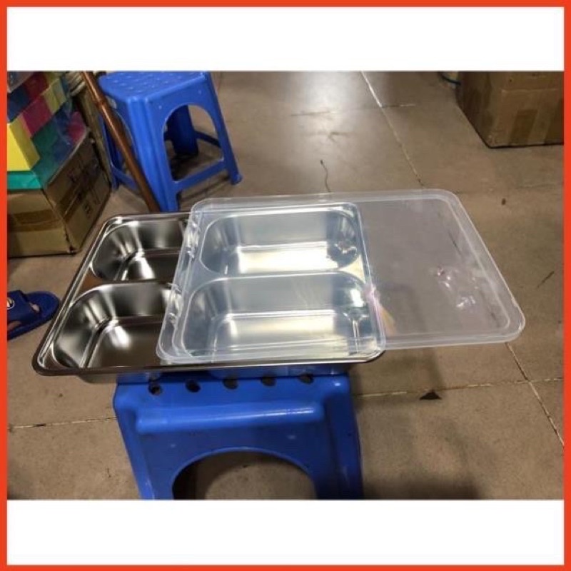 Khay cơm inox 4 ngăn có nắp