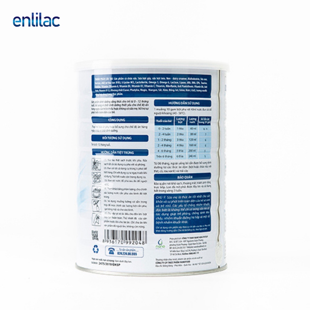 Sữa Bột Cao Năng Lượng Cho Bé Giúp Bổ Sung Chất Dinh Dưỡng Thiết Yếu ENLILAC Gold Baby 400g-900g/Hộp