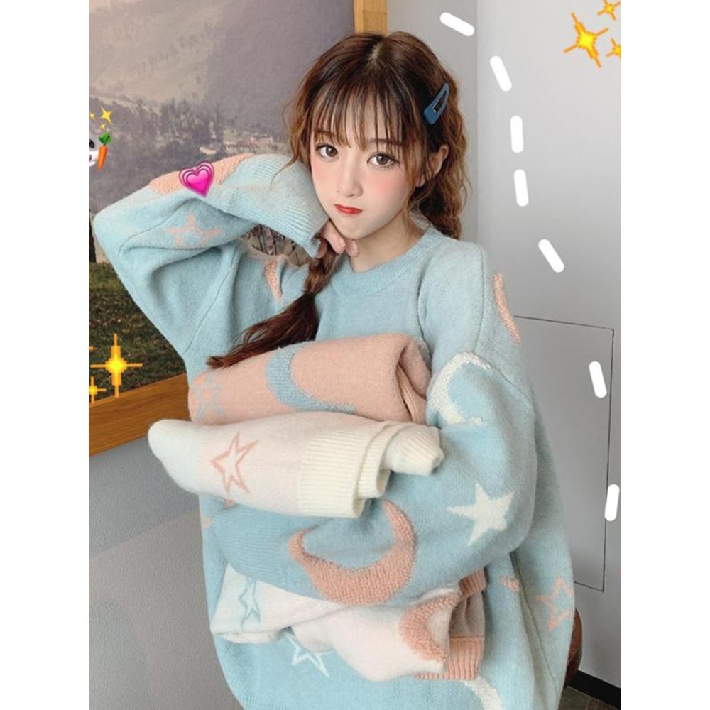 Áo len nữ mềm mịn họa tiết Trăng Sao (ORDER)