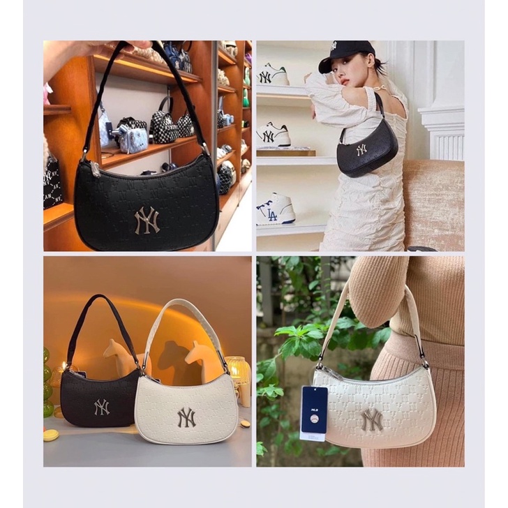 Túi kẹp nách da in chìm MLB NY