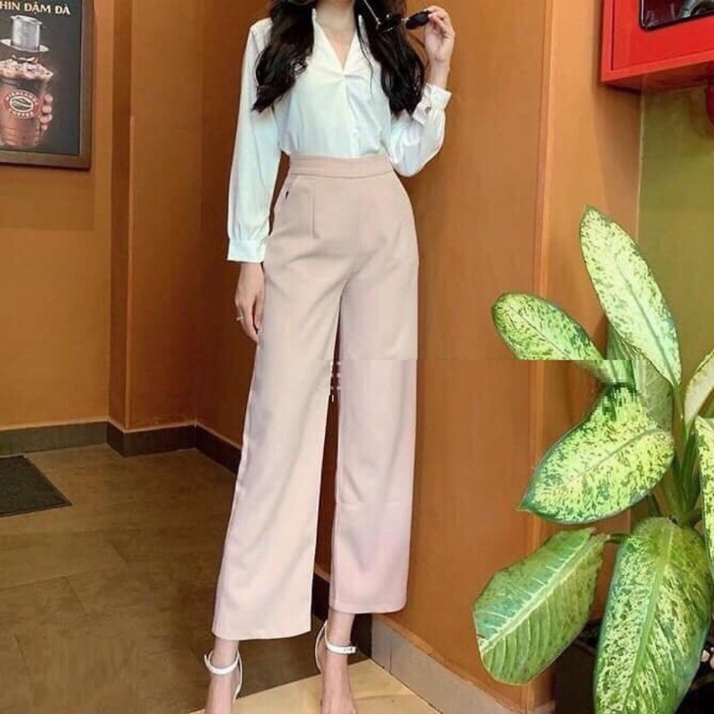 ❤️ CỰC RẺ ❤️ Quần Ống Suông Khóa Sườn Dài MÀU ĐEN, TRẮNG, NÂU. QUẦN TÂY NỮ ỐNG RỘNG VẢI TUYẾT MƯA DÀY MỊN