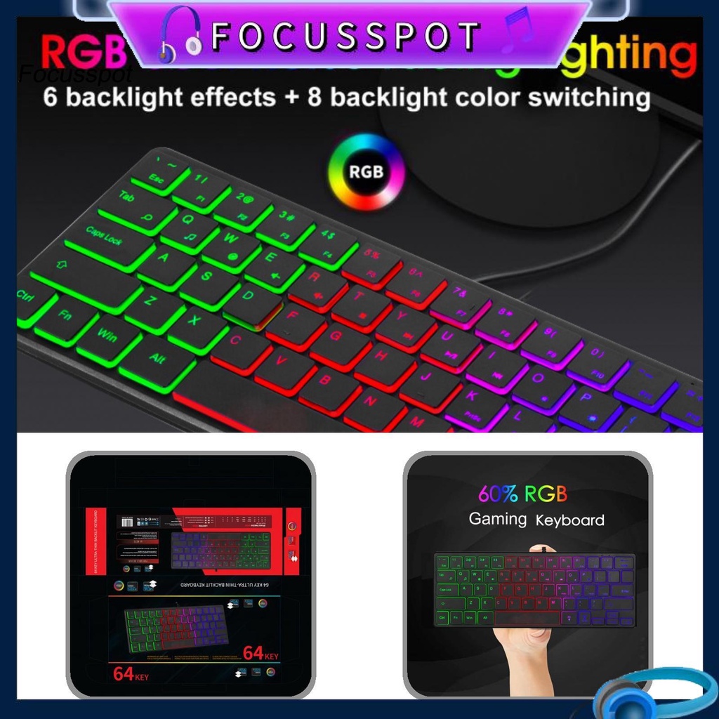 Bàn Phím Chơi Game Có Dây 64 Phím Tiếng Ồn Thấp Cho Laptop