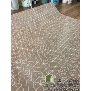 Giấy dán tường hình học màu nâu, khổ 90cm có sẵn keo