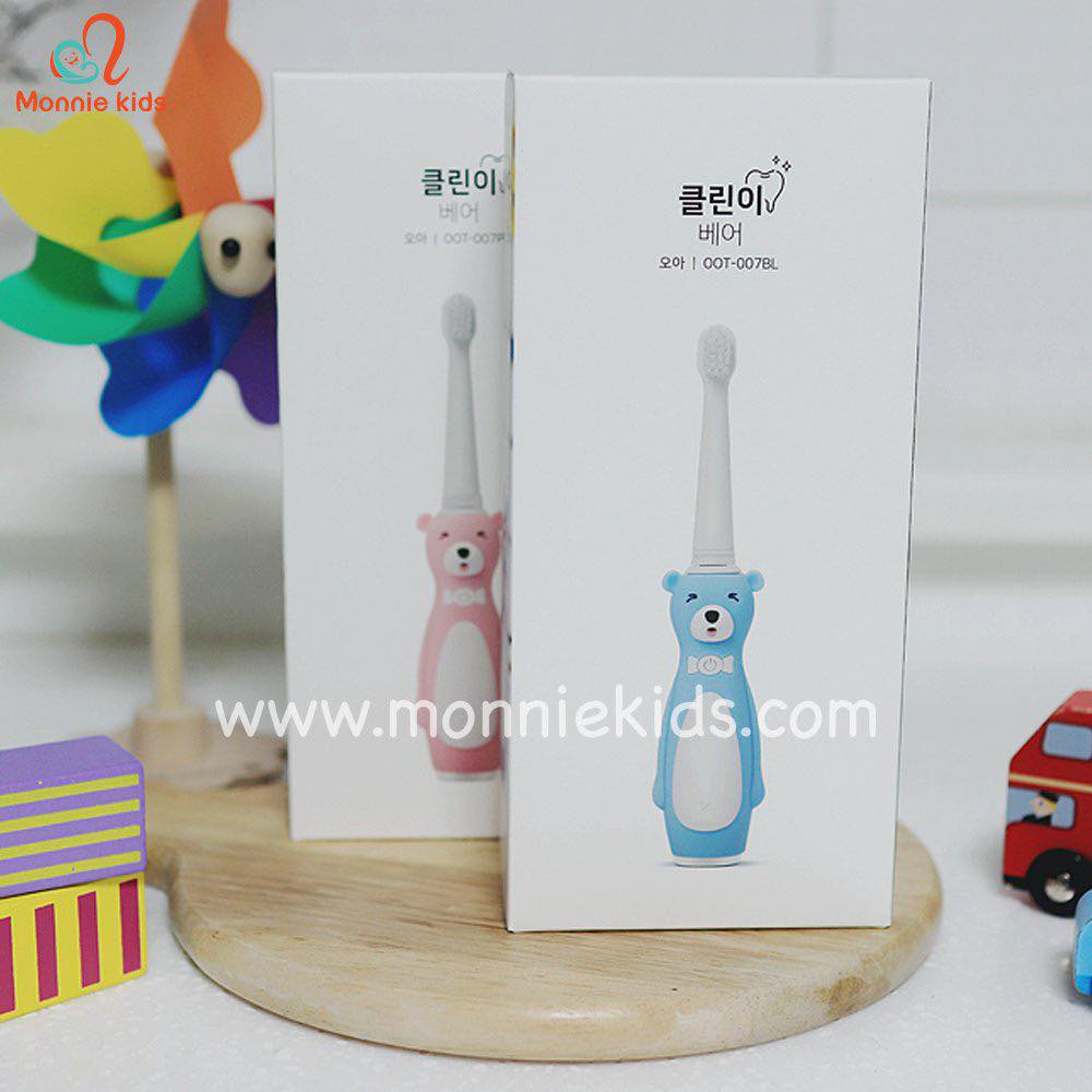 Bàn chải điện cho bé E-bear hình gấu, bàn chải tự động hiện đại cho trẻ - Monnie Kids