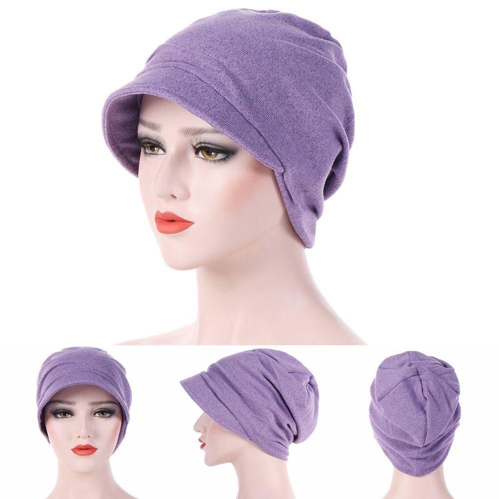 Mũ trùm đầu cotton dệt kim giữ ấm nhiều màu trơn tùy chọn cho nữ