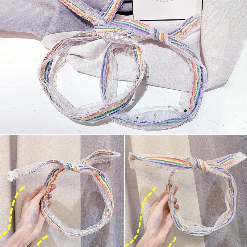 Băng Đô Họa Tiết Ngôi Sao Cầu Vồng Xinh Xắn Thời Trang Hàn Quốc