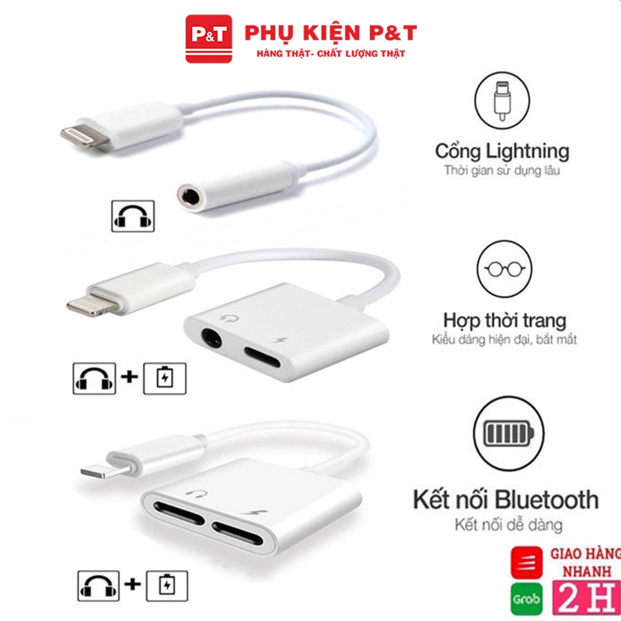 Jack Chuyển đổi tai nghe lightning sang 3.5mm có mic kèm chân sạc CẦN bật bluetooth - Phụ Kiện P&T