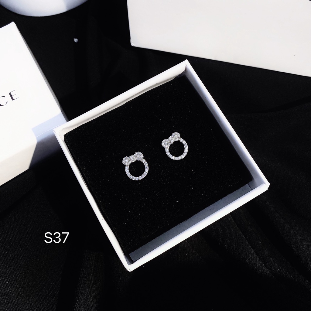 Bông tai khuyên tai xi bạch kim đính đá cao cấp dành cho nữ