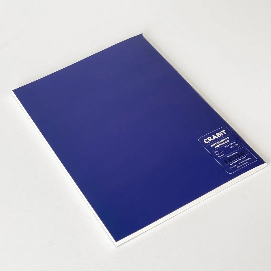 Vở CRABIT Toán Mathematics XANH DƯƠNG layout 2 cột 4 khung - Tập học sinh may gáy 100gsm 80 trang