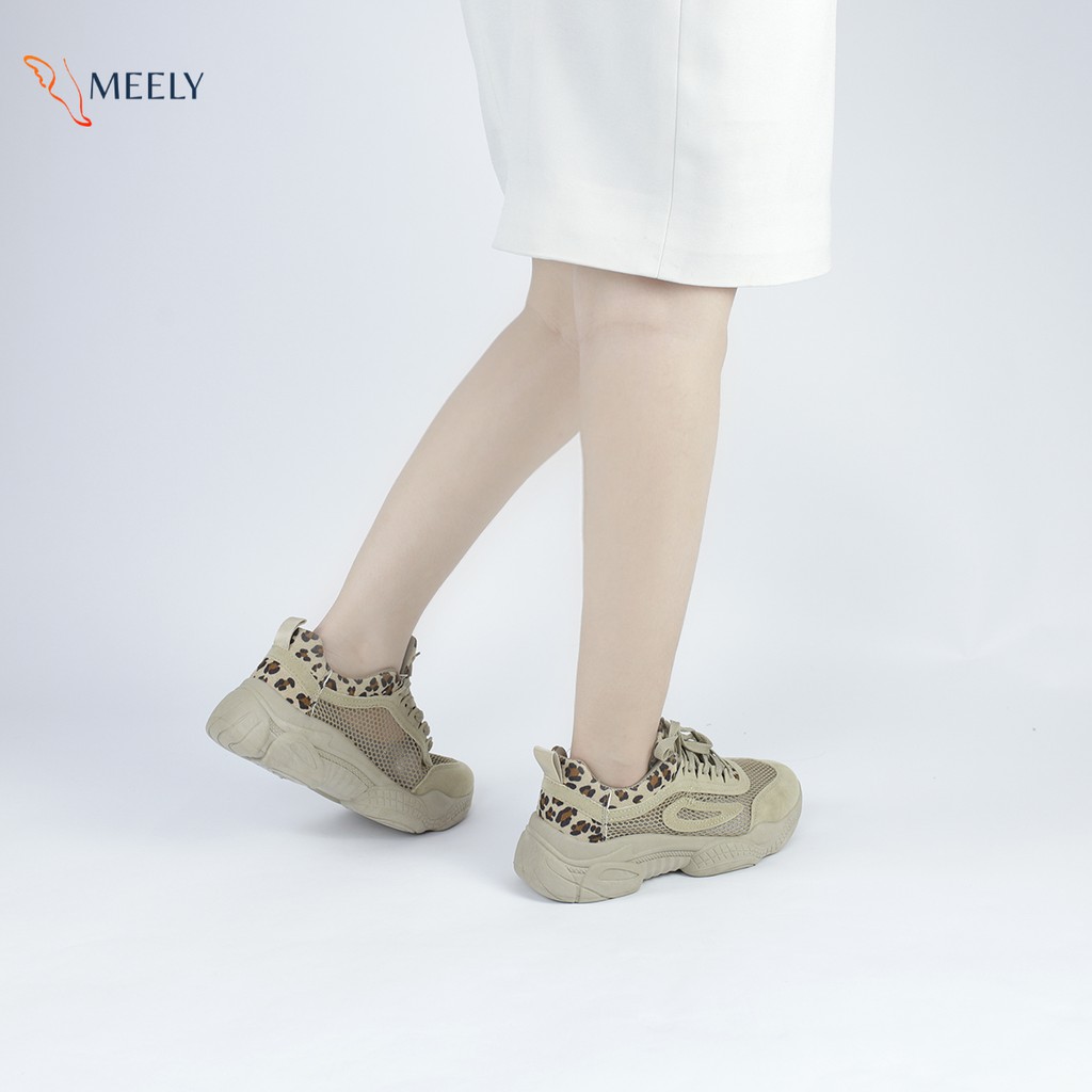 Giày thể thao nữ MEELY ulzzang sneaker đế bằng phối màu da báo BL0099