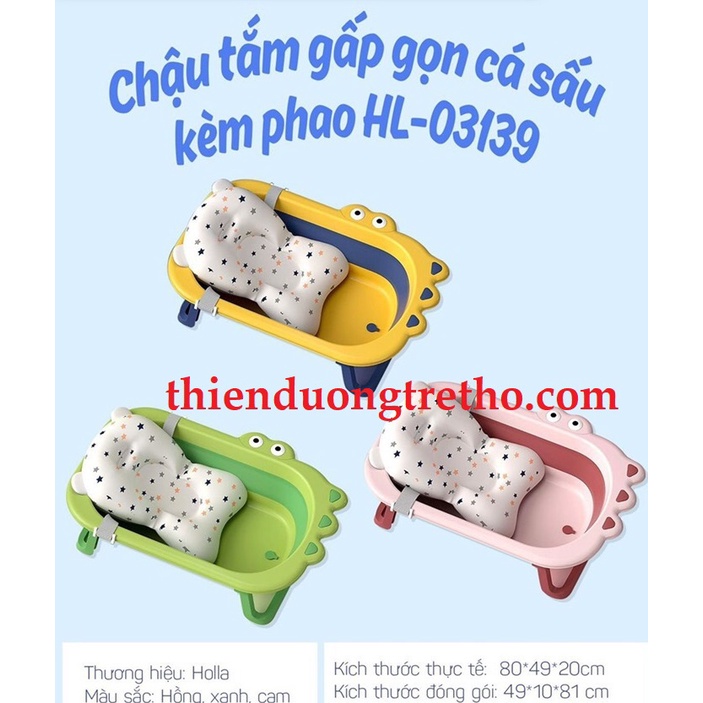 Chậu Tắm Gấp Gọn KÈM PHAO Tắm Holla Cho Bé Từ Sơ SInh