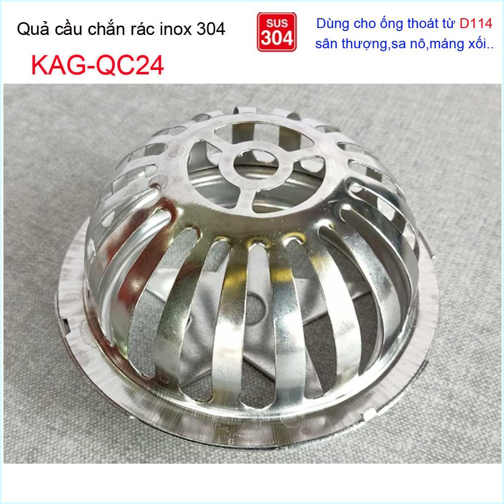 Cầu chắn rác sân thượng  D114 KAG-QC24 inox SUS304, cầu chặn rác đặt miệng ống D114 thoát nước mưa thoát nhanh