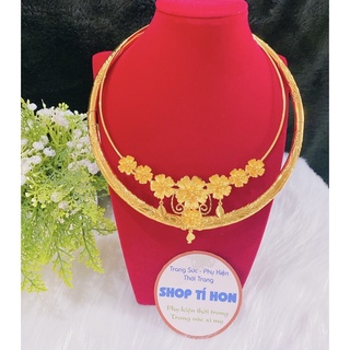 Set 2 kiềng cổ cưới cô dâu dát vàng 24 cao cấp mẫu mới cực đẹp cực sang