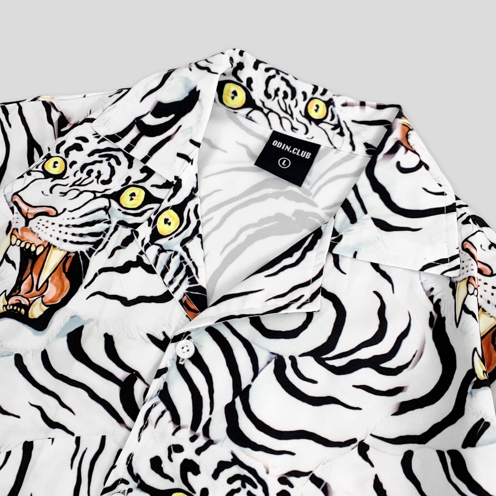 Áo SơMi Cộc Tay White Tiger, ÁO SƠ MI NGẮN TAY UNISEX ODIN, Local Brand ODIN CLUB