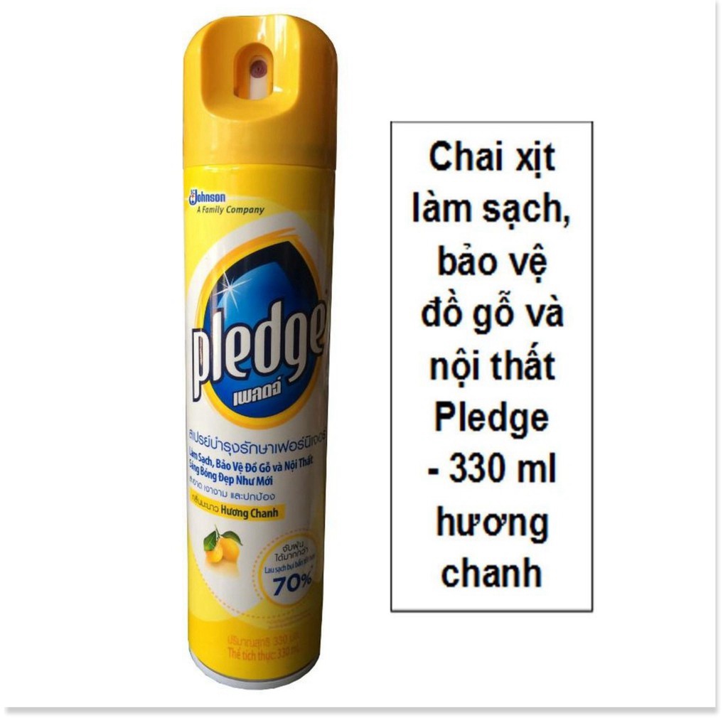 1 thùng 12 chai xịt đánh bóng gỗ, da, ghế sofa 330ml Hương Chanh Pledge Điện Lực - Điện Lực