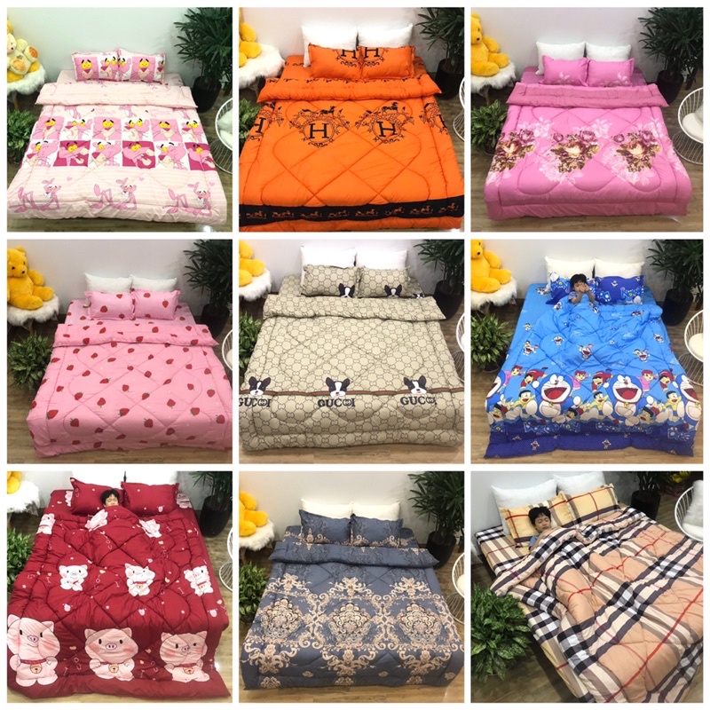 Set Chăn phao ga gối cotton poly 5 món. Được chọn mẫu.