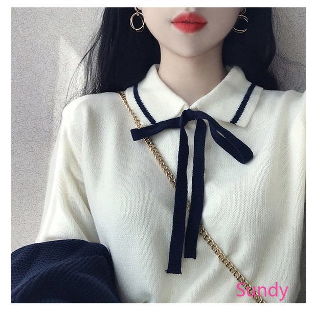 Áo Len Tay Dài Dáng Rộng Phong Cách Hàn Quốc Thời Trang Mùa Thu Cho Nữ