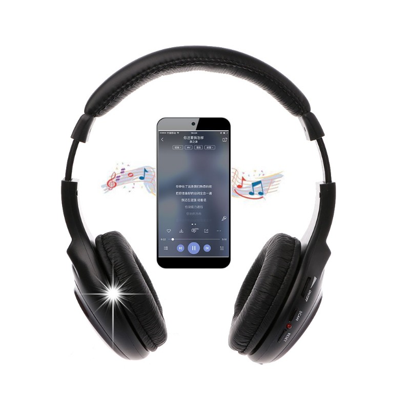 Tai Nghe Bluetooth Không Dây 5 Trong 1 Tích Hợp Fm Radio Cho Tv Dvd Mp3 Pc