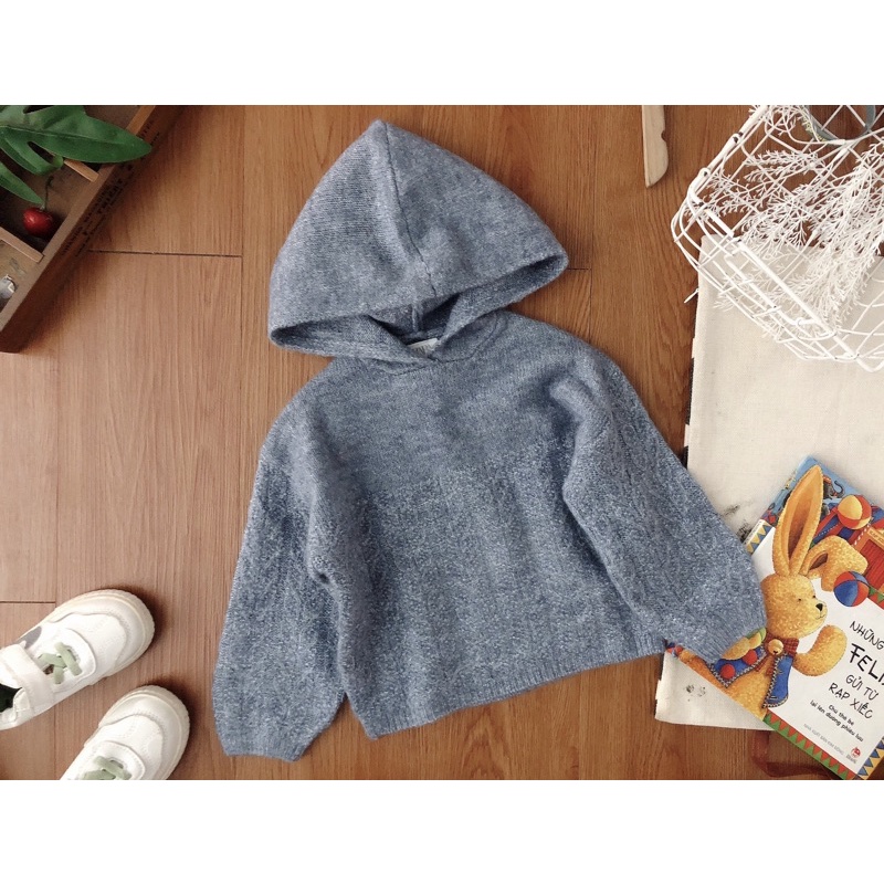 Áo len có mũ xanh Zara-HÀNG SALE KO ĐỔI TRẢ