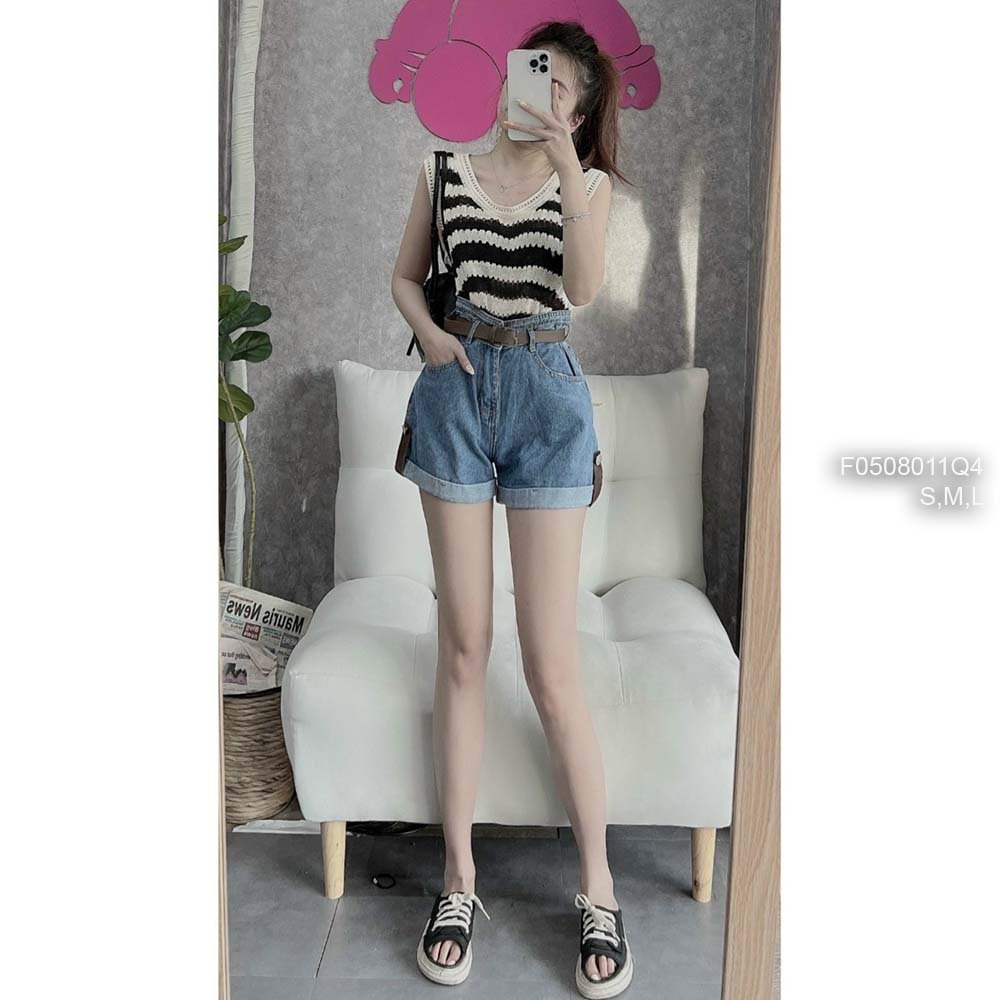Quần short jean lật lai lưng cao hàng đẹp!