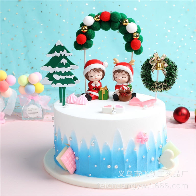 [SIÊU RẺ❤️] – Tượng Trai Gái Noel (1 Cặp) - Trang trí bánh sinh nhật  bánh kem
