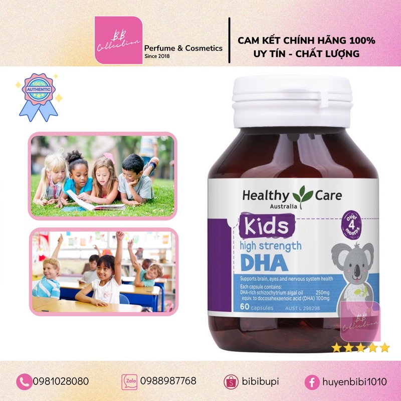 [Tem Chemist] Viên bổ sung DHA cho bé Healthy Care Kids High DHA 60 Viên