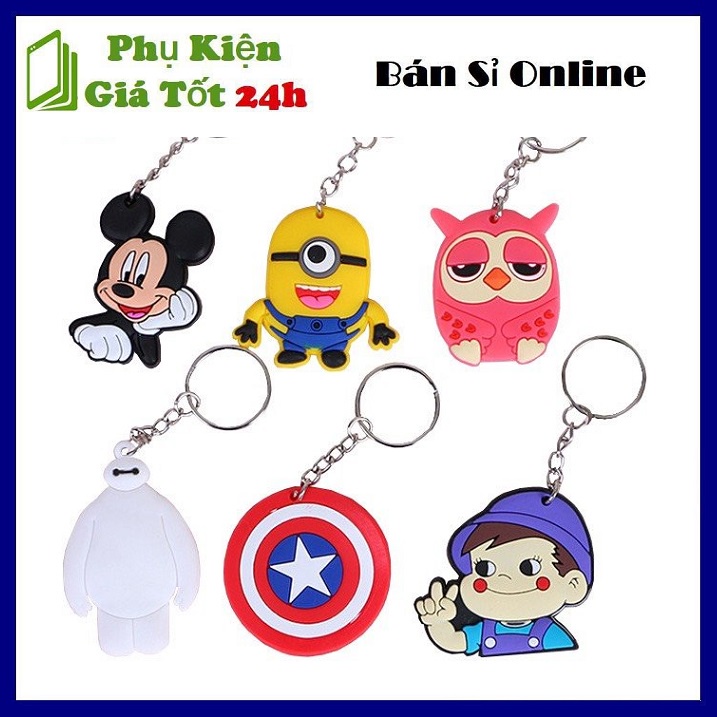 Combo 100 móc khóa cute silicon hình thú, móc khoá đôi cute hình hoạt hình đáng yêu
