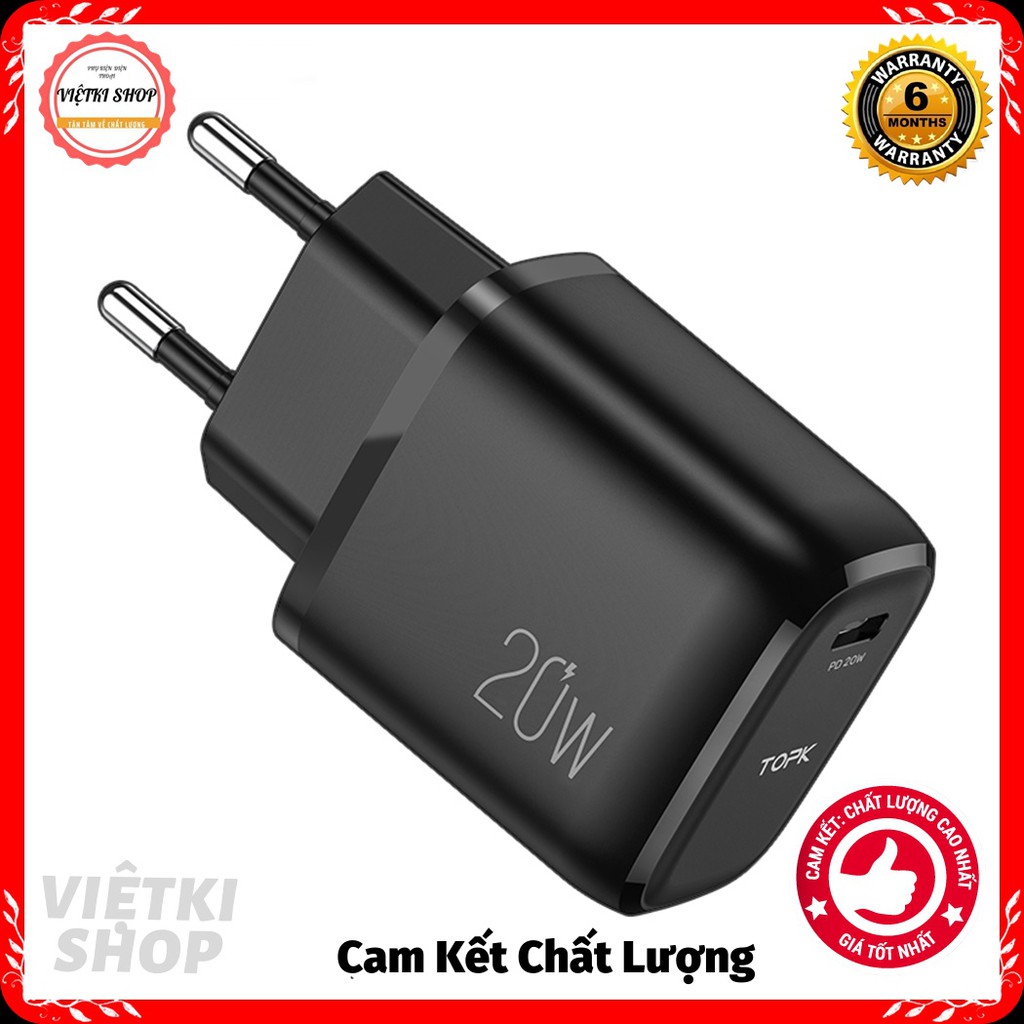 Củ Sạc Nhanh 20W Pd3.0 Qc3.0 Đầu Cắm Type C và USB-2 Cổng