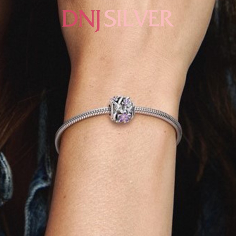 [Hàng cao cấp] Charm bạc 925 cao cấp, hàng chuẩn bạc - Charm Openwork Purple Daisy thích hợp để mix vòng tay charm-DN014