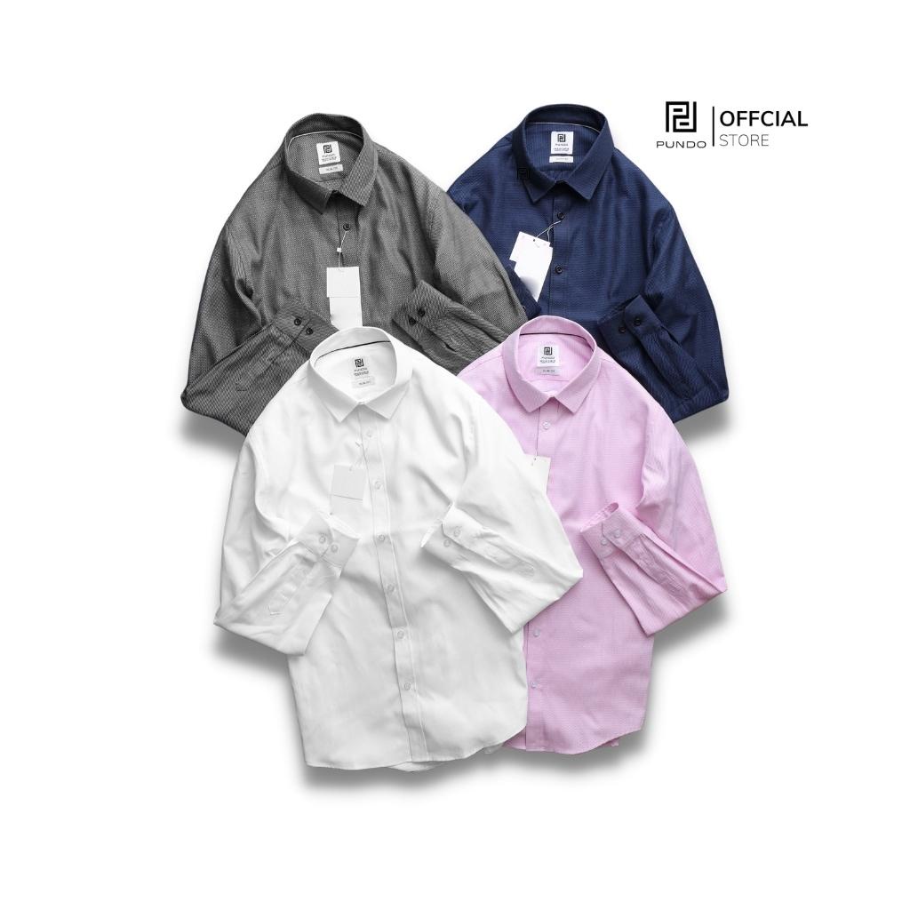 Áo sơ mi nam dài tay PUNDO cổ bẻ 4 màu basic chất cotton đũi cao cấp ASMPD50