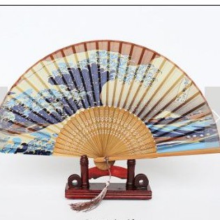 ( 90 ) Quạt cổ trang sóng biển dây tuyến cổ đại in họa tiết trang trí đẹp cosplay phong cách cổ trang cổ đại